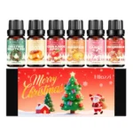 Hllozzi Christmas Essential Oil Gift Set 6x10ml Long Lasting Aromatherapy Scents for Diffuser