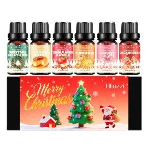 Hllozzi Christmas Essential Oils Set 6 Pack - 10ml Aromatherapy Gift Box for Diffuser