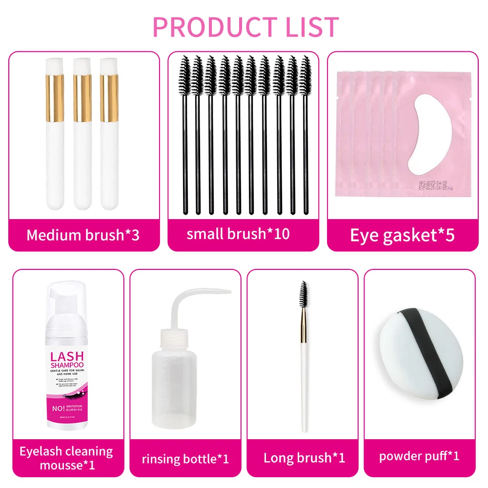 Hllozzi Eyelash Extension Cleanser Kit - 22 Pcs Lash Shampoo with Brushes