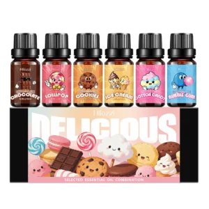 Hllozzi 6-Pack Food Scented Essential Oils Set 10ml Ice Cream Chocolate Cookies Fragrance for Diffuser