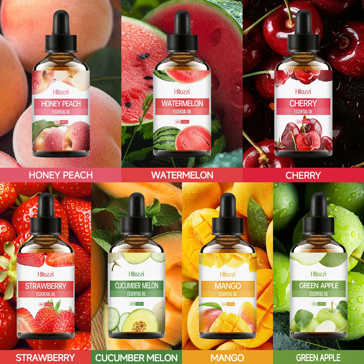 Hllozzi 60ml Fruit Essential Oil for Body Massage Aromatherapy and Skin Care