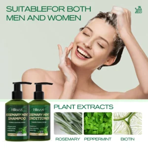 Hllozzi Biotin Rosemary Mint Hair Care Set Shampoo Conditioner Hair Oil